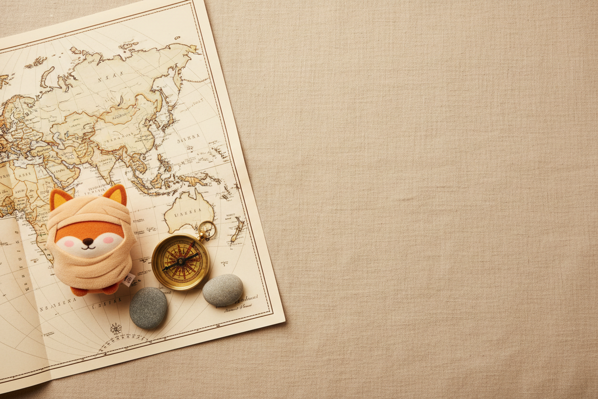 Happy Nomad - Carte du monde et mascotte renard